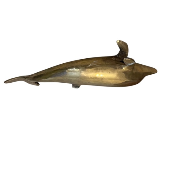 Vintage Mid Century Modern Solid Brass Dolphin Figurine, - Picture 7 of 10
